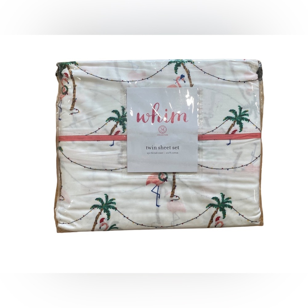 Martha Stewart Whim Holiday Flamingo Twin Sheet Set